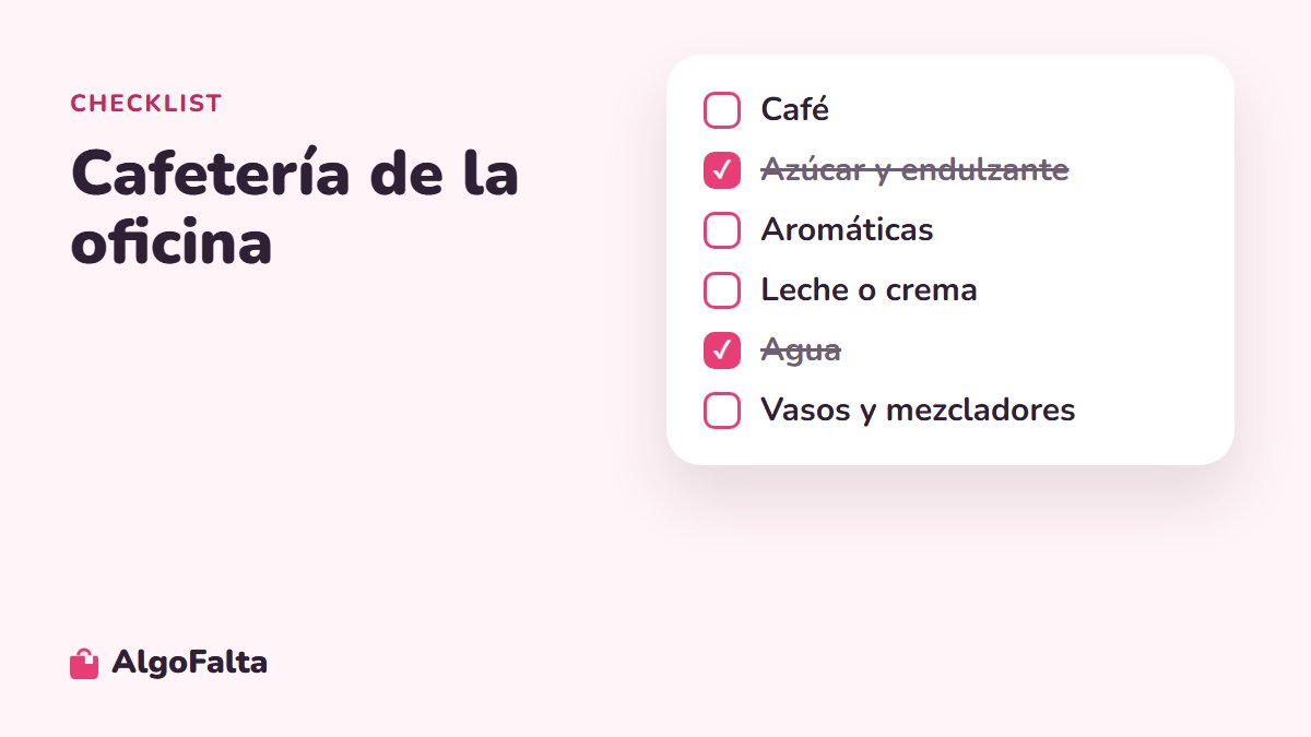 Checklist de insumos de cafetería para oficina