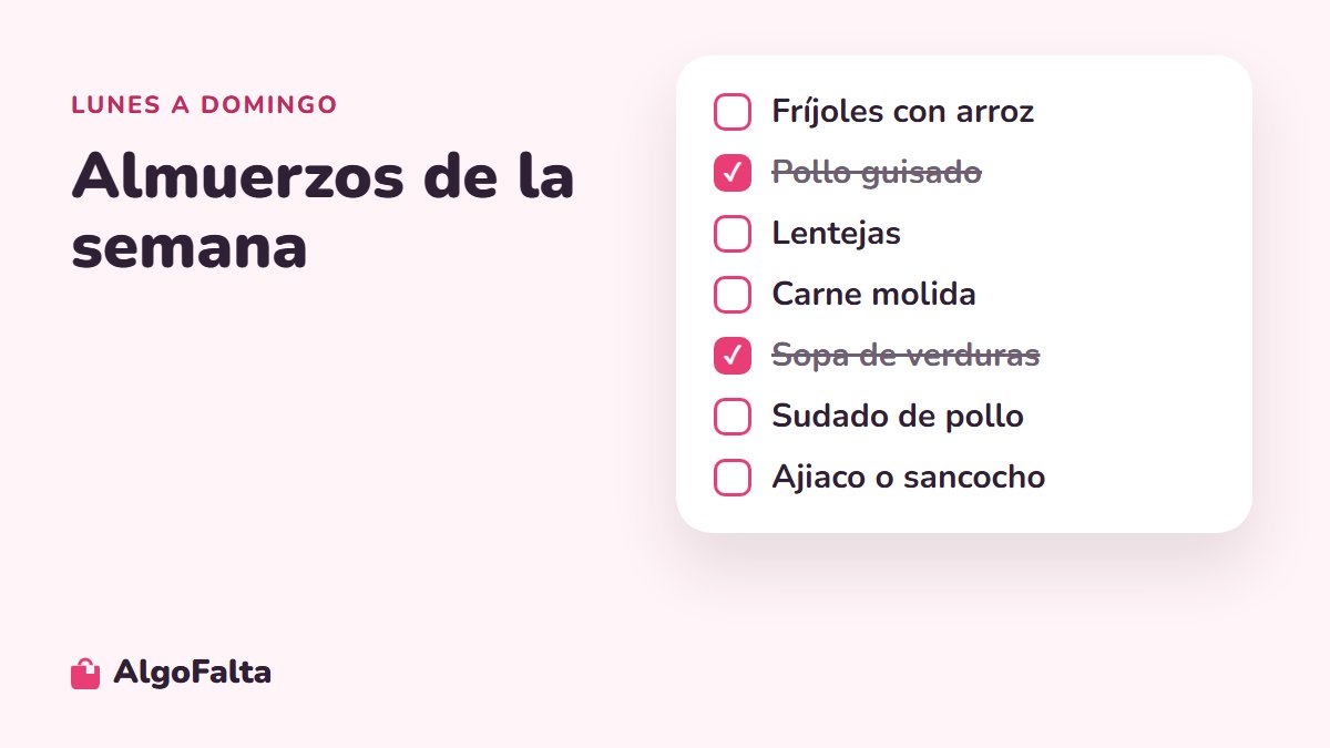 Almuerzos del menú semanal económico